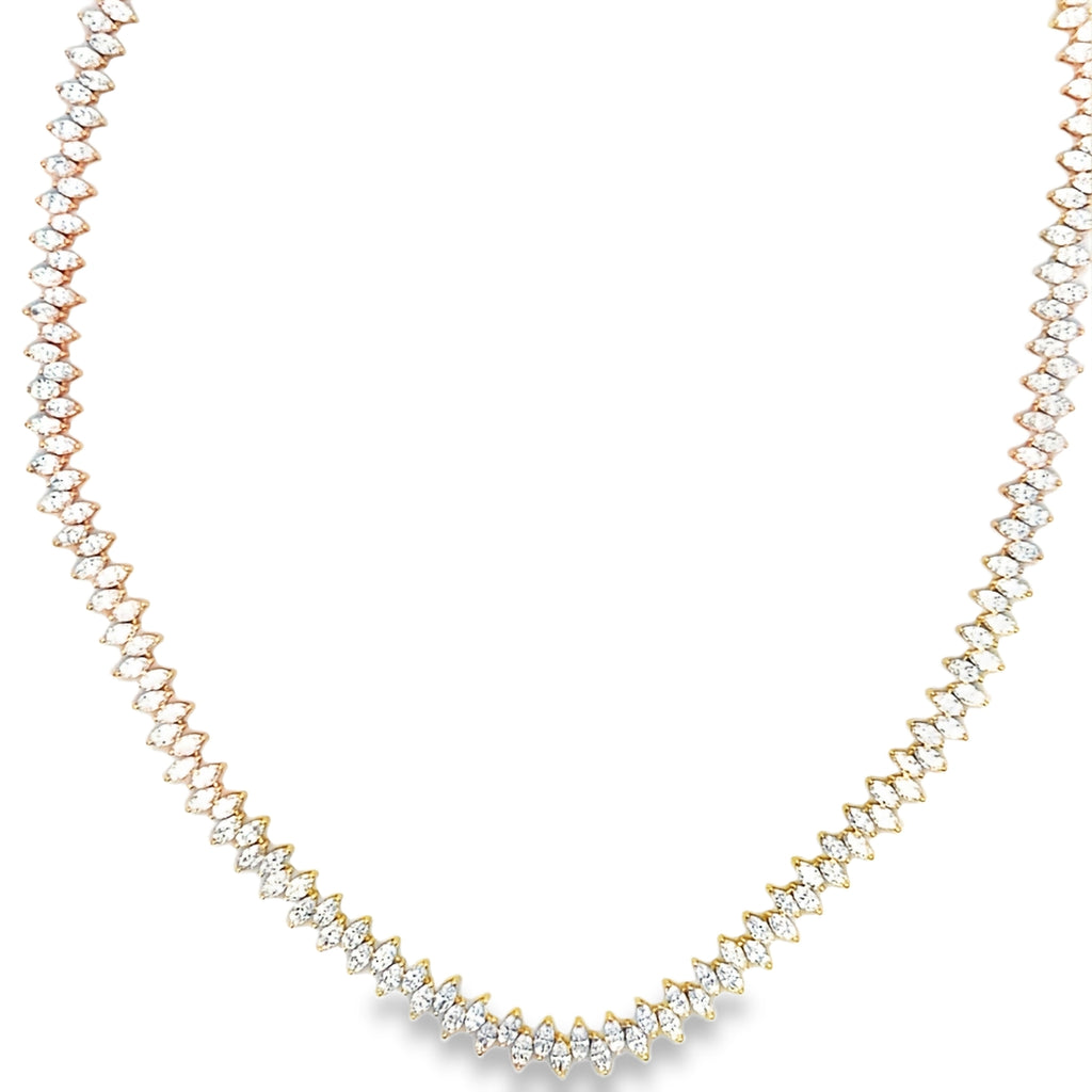 Lab-Grown Staggered Marquise Tennis Necklace
