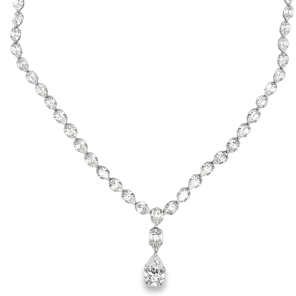 Lab-Grown Pear Lariat Tennis Necklace