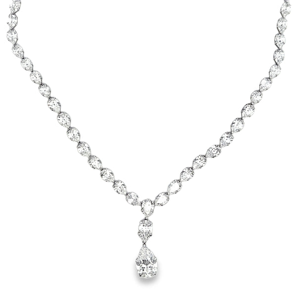 Lab-Grown Pear Lariat Tennis Necklace