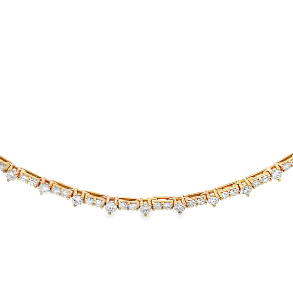 Lab-Grown Straight Line Hybrid 3 Prong Tennis Necklace