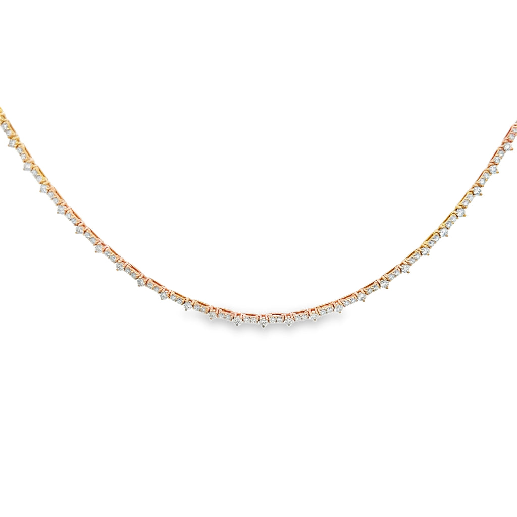 Lab-Grown Straight Line Hybrid 3 Prong Tennis Necklace