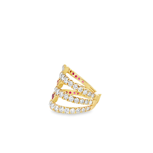 Lab-Grown Diamond & Ruby Crossover Ring