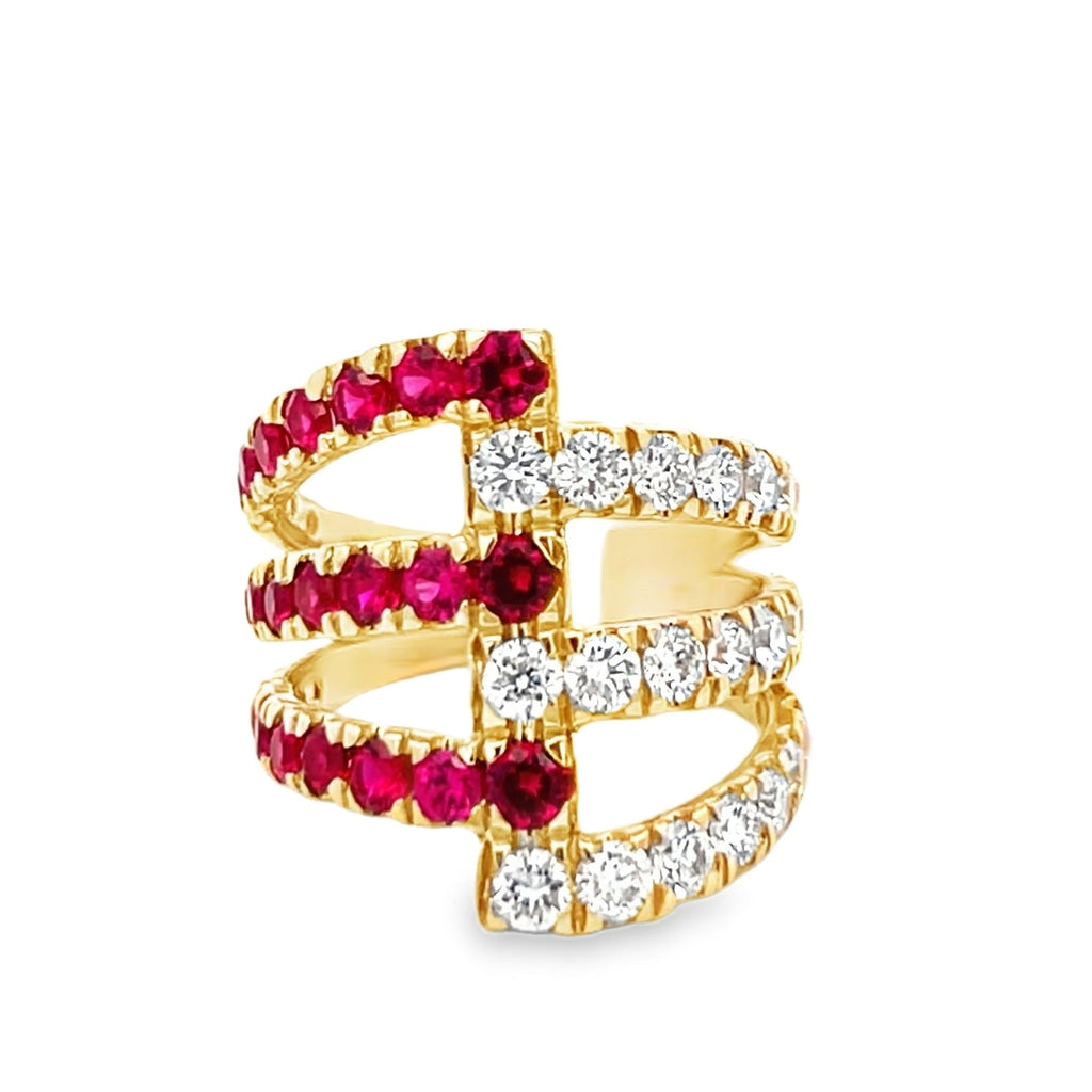 Lab-Grown Diamond & Ruby Crossover Ring