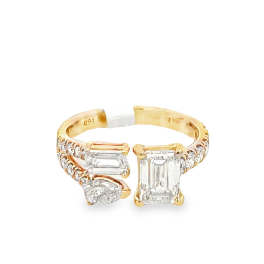 Lab-Grown Trio Emerald & Pear Wrap Ring