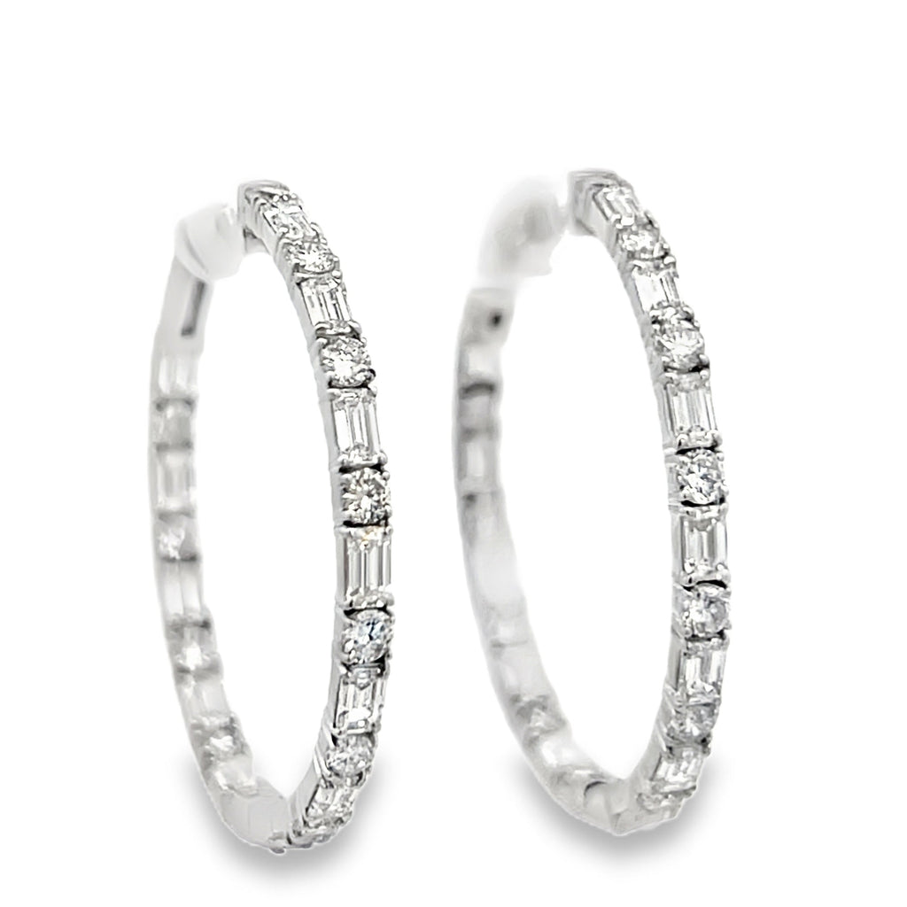 Lab-Grown Emerald Cut and Round Diamond Hoops