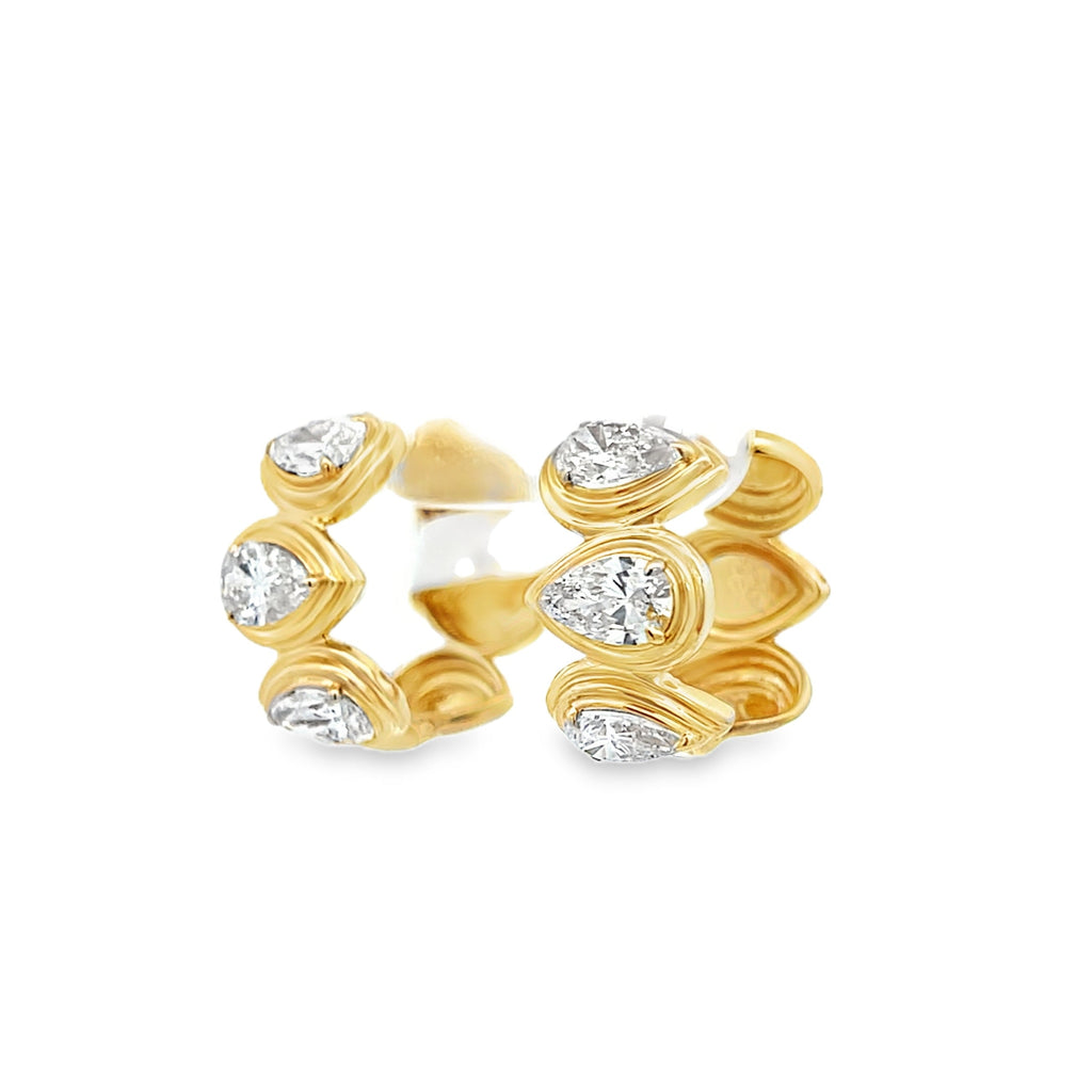 Lab-Grown Chunky Bezel Pear Huggies