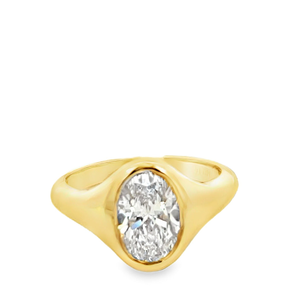 Lab-Grown Bezel Oval Signet Ring