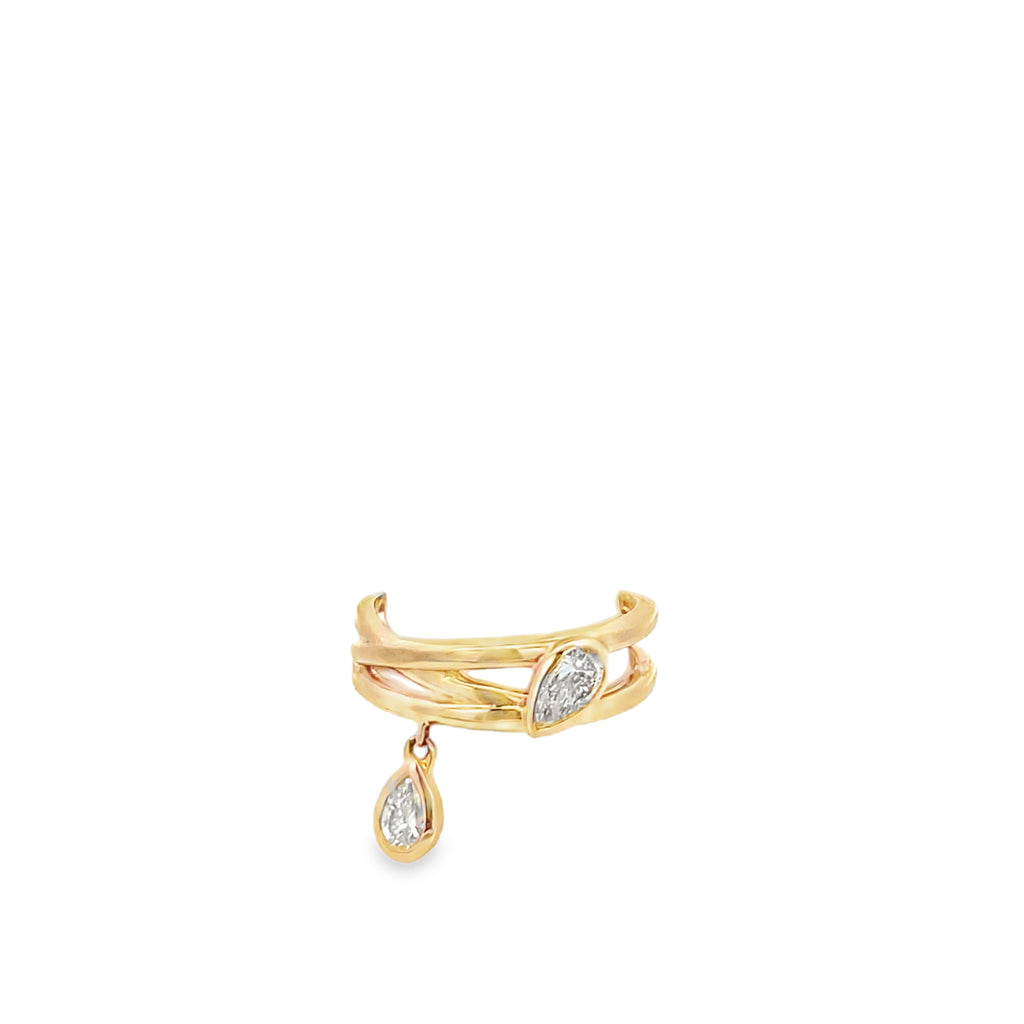 Lab-Grown Bezel Pear Dangle Ring