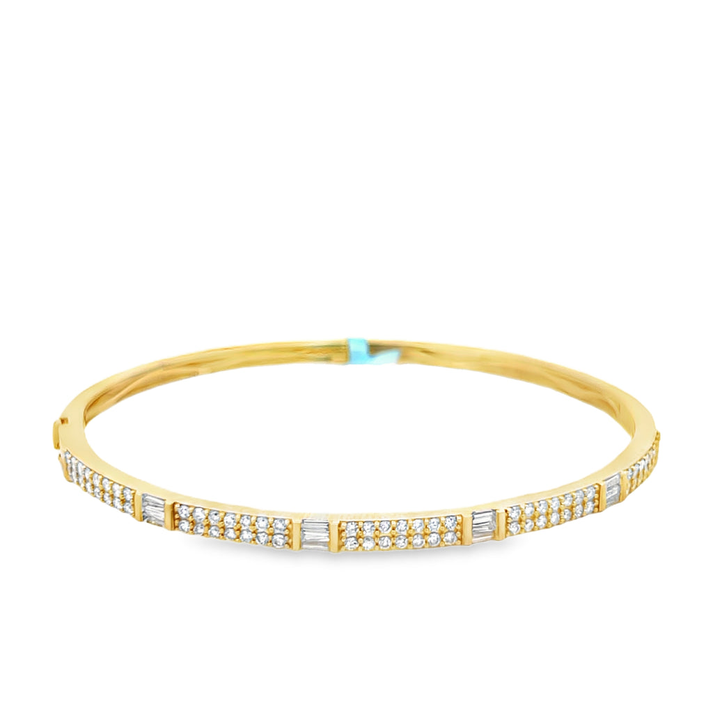 Double Row Bar Set Baguette & Round Diamond Bangle