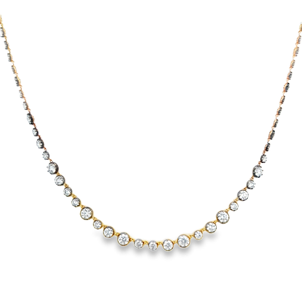 Lab-Grown Georgian Set Black Rhodium Tennis Necklace