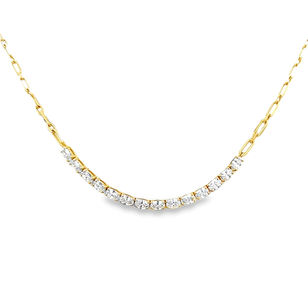 Lab-Grown Oval Tennis Paperclip Chain Necklace