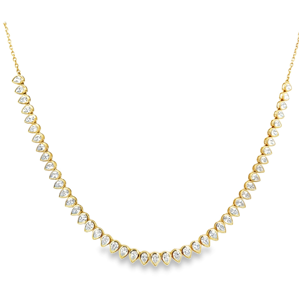 Lab-Grown Bezel Pear Halfway Tennis Necklace