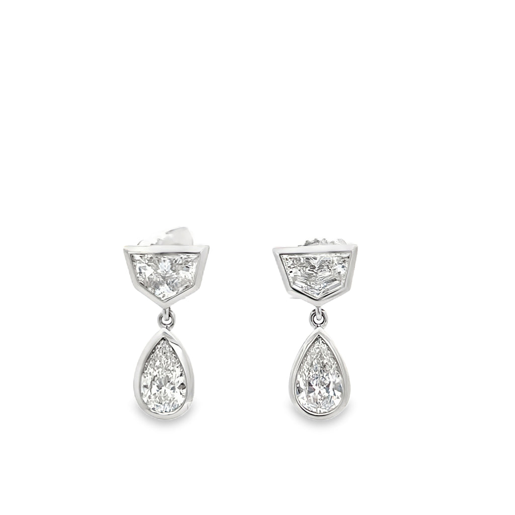 Lab-Grown Bezel Cadillac & Pear Dangle Earrings