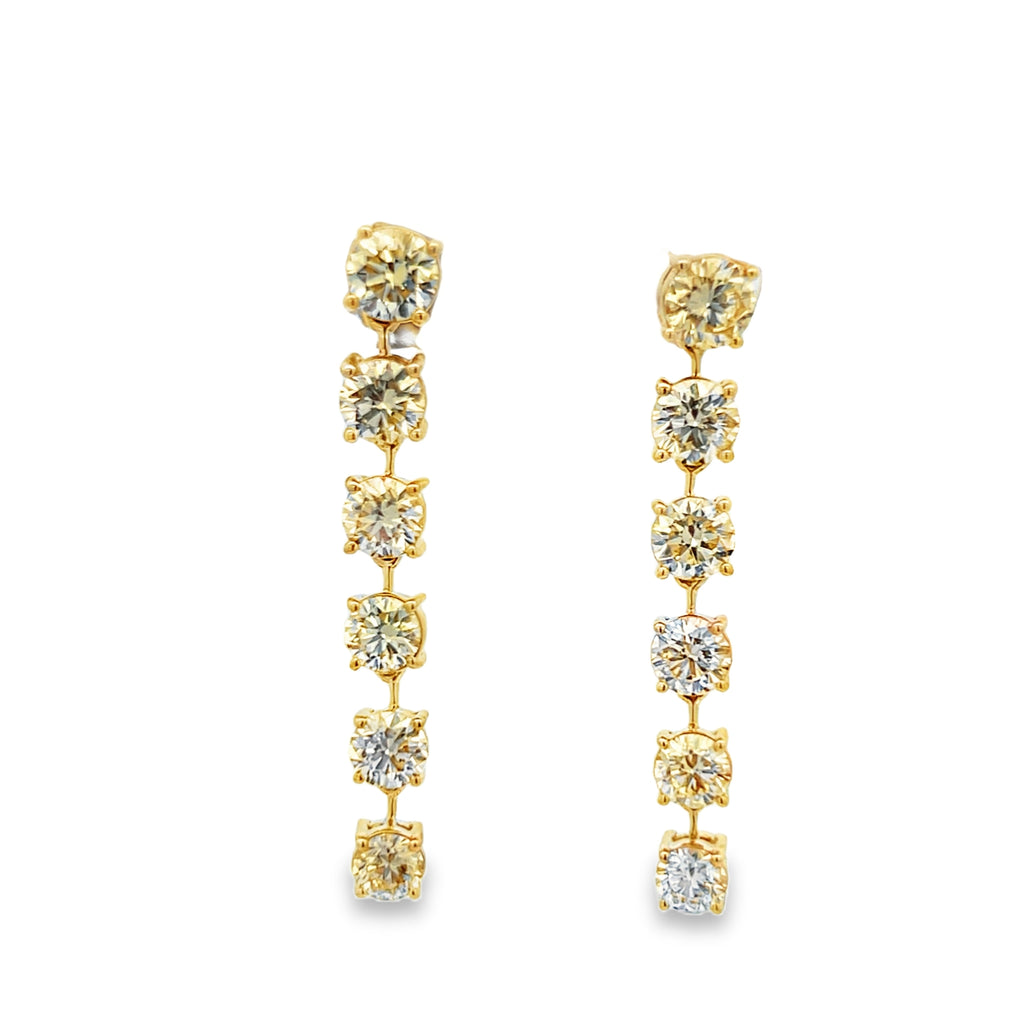 Lab-Grown Round Yellow Diamond Dangle Earrings