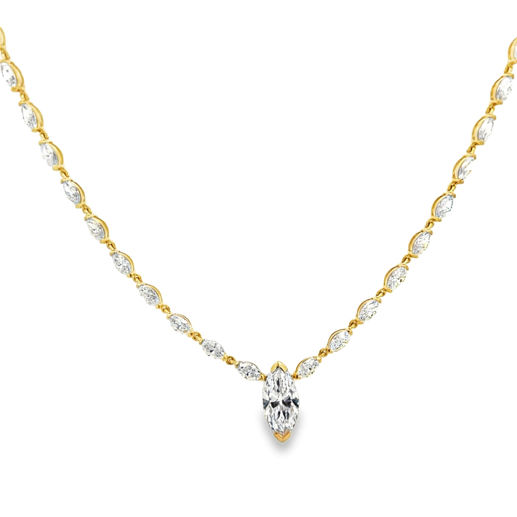 Lab-Grown Marquise Pendant Tennis Necklace