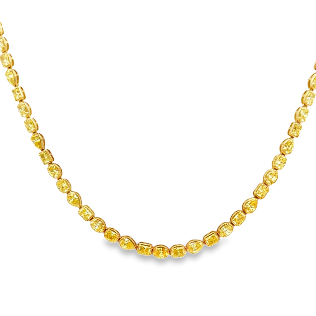 Lab-Grown Multi-Shape Bezel Yellow Diamond Tennis Necklace
