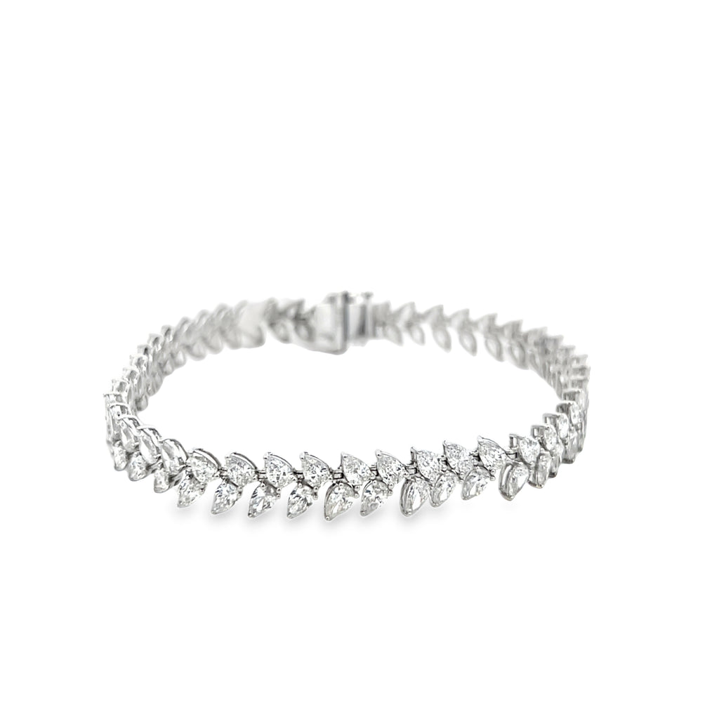 Lab-Grown Double Row Offset Pear Tennis Bracelet