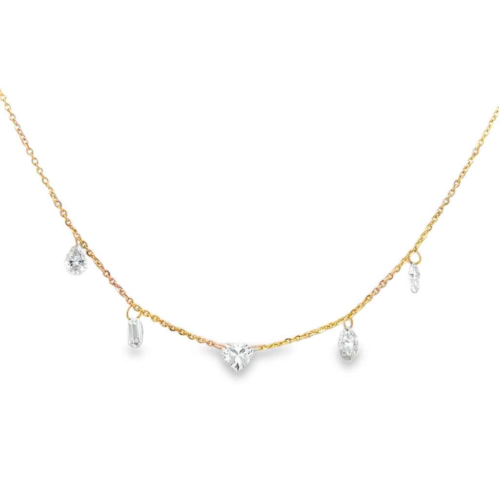 Lab-Grown Dainty Multi-Shape Dangle Necklace