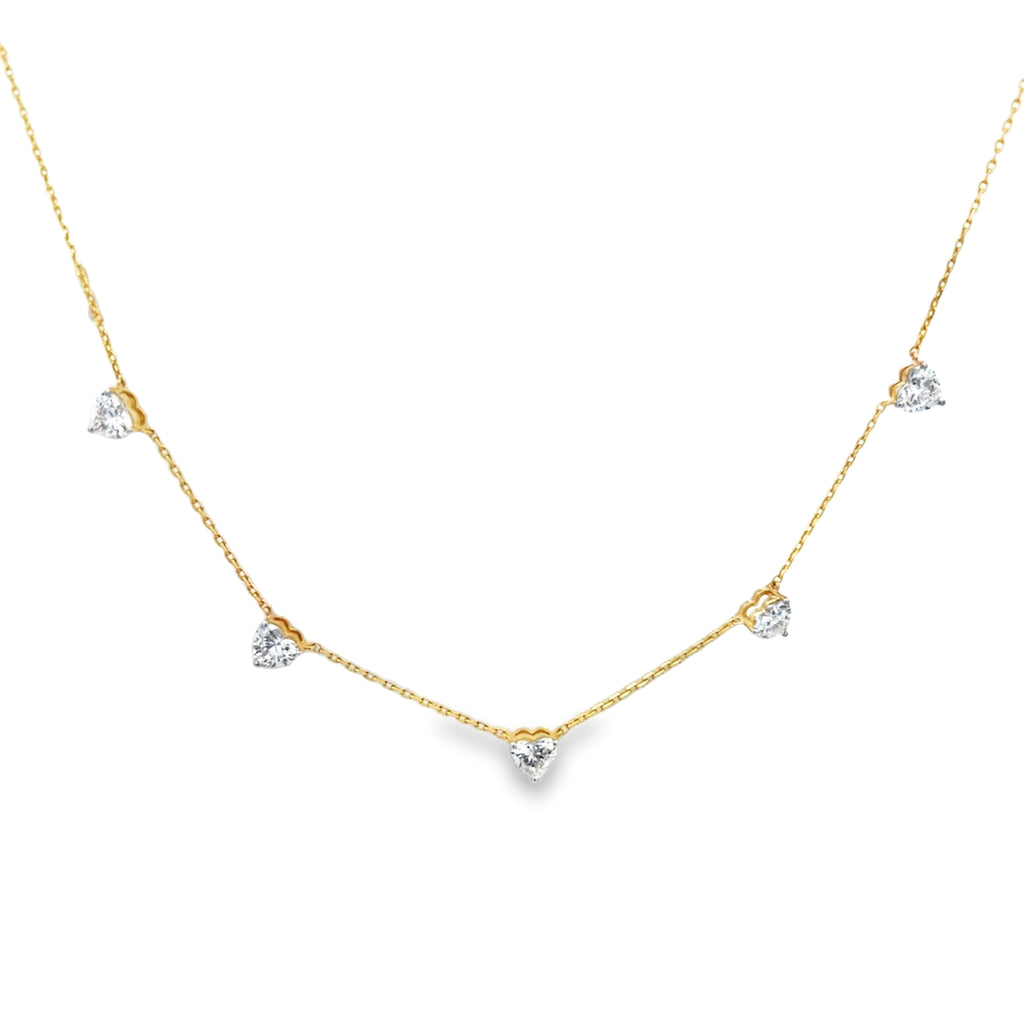 Lab-Grown Diamond Heart Station Necklace
