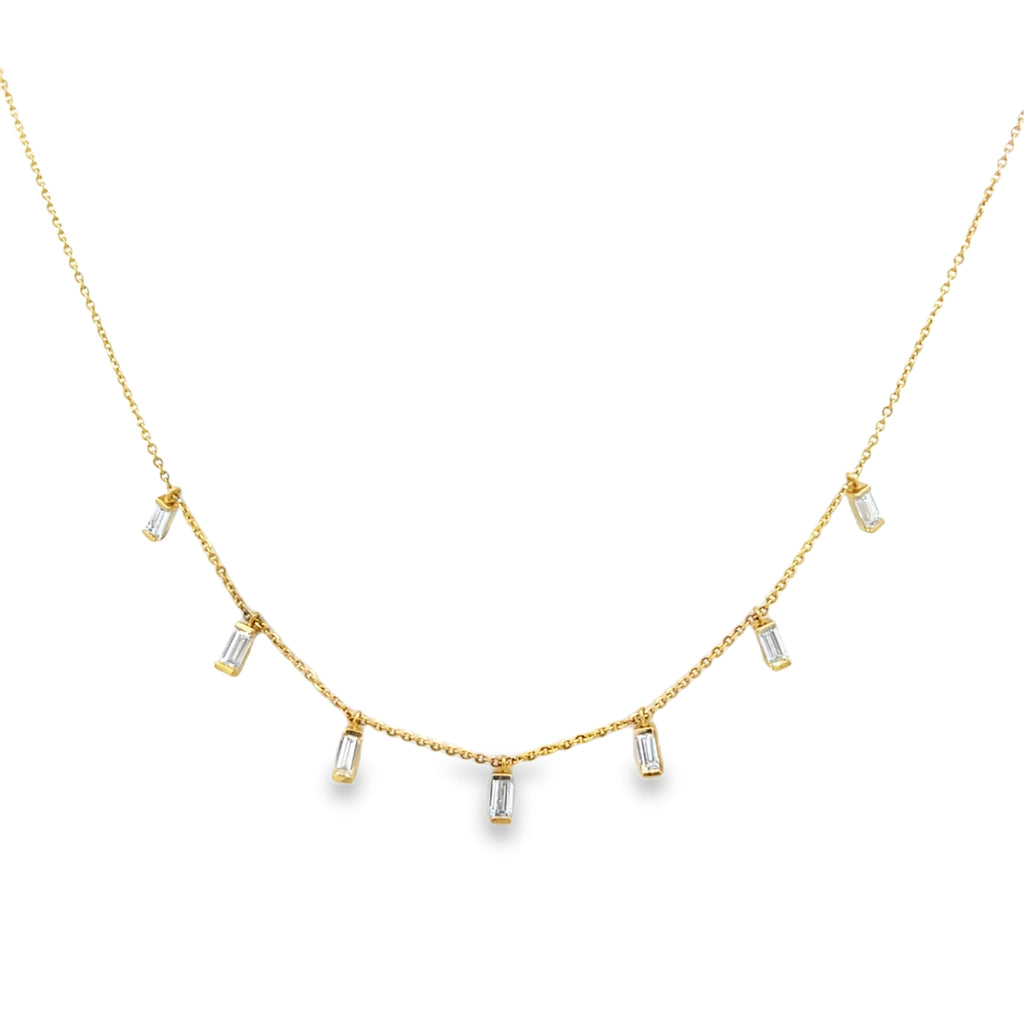 Lab-Grown Bar Set Baguette Dangle Necklace