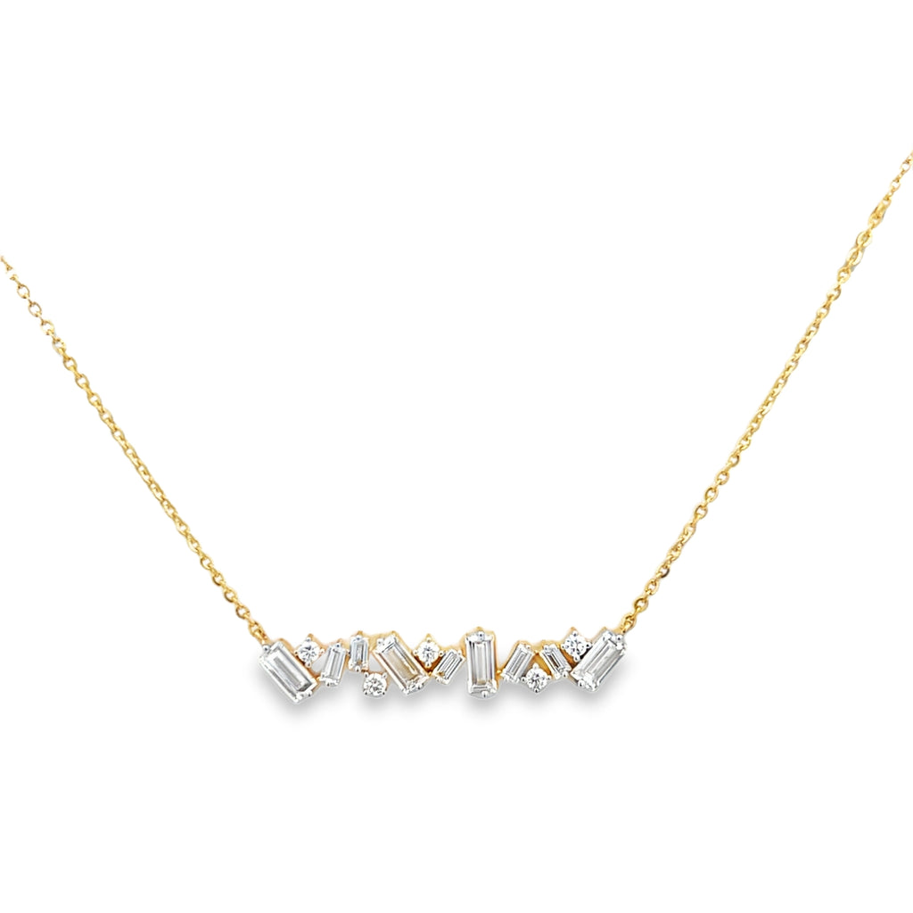 Lab-Grown Offset Baguette & Round Bar Necklace