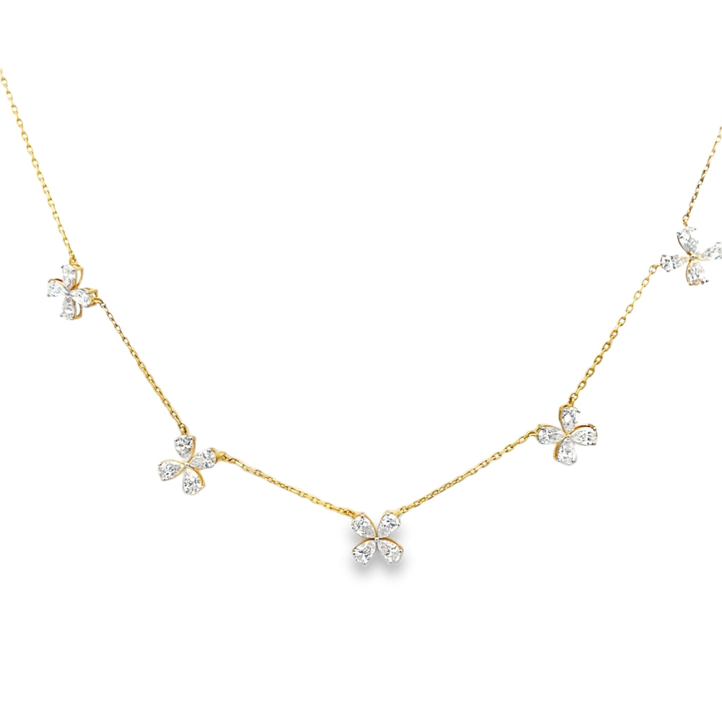Lab-Grown Diamond Pear Flower Station Necklace