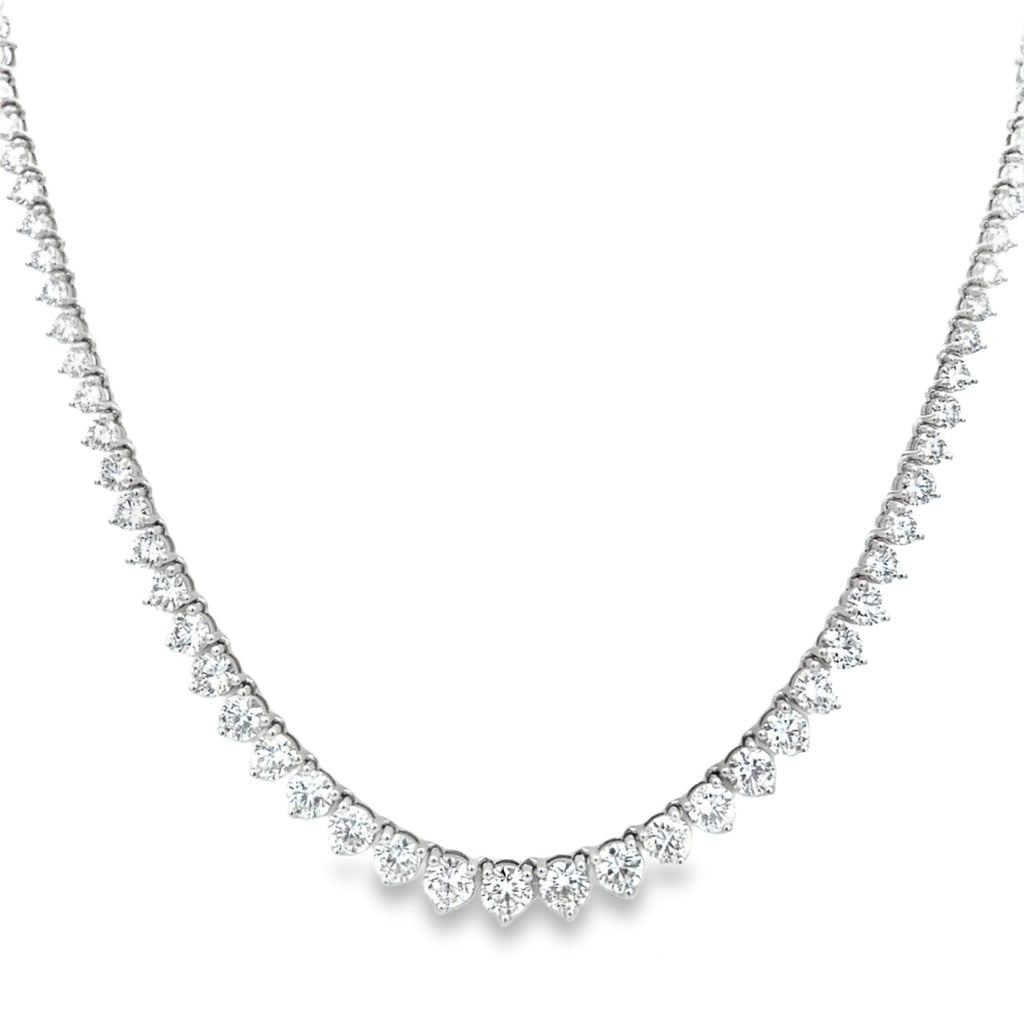 Lab-Grown 3 Prong Graduated Tennis Necklace