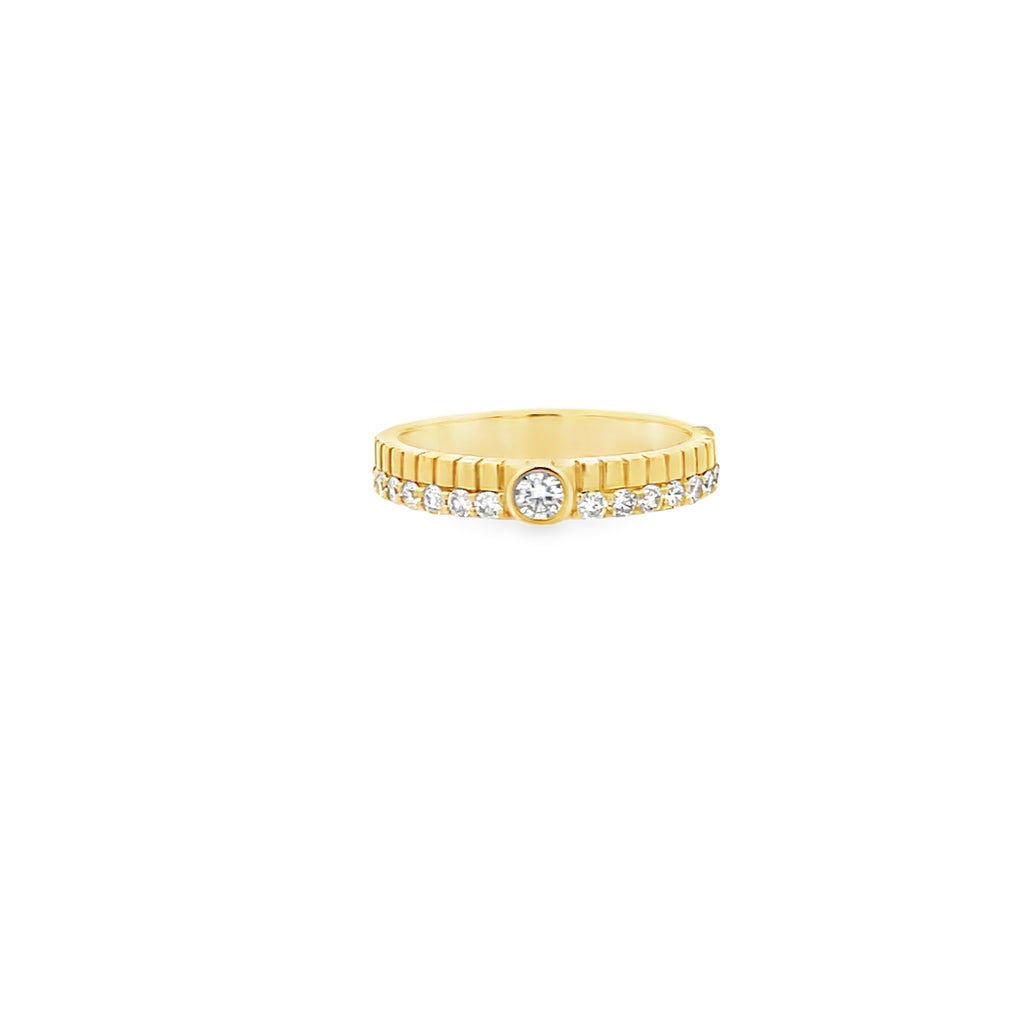 Fluted Double Row Round Bezel Band