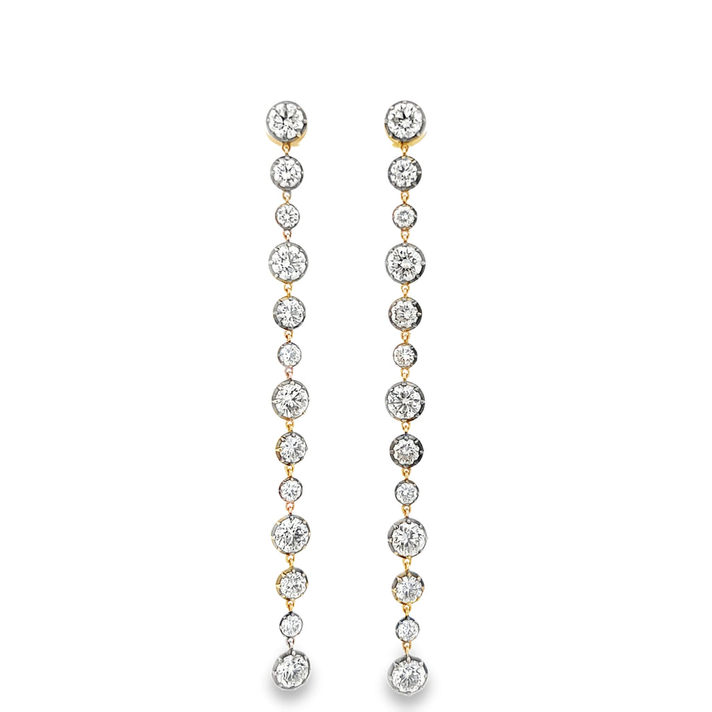 Lab-Grown Black Rhodium Georgian Set Round Dangle Earrings