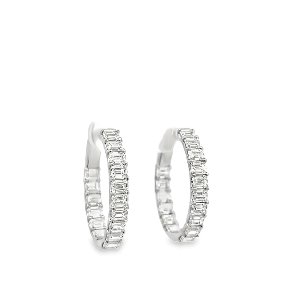 Lab-Grown Inside Out E/W Emerald Cut Hoops