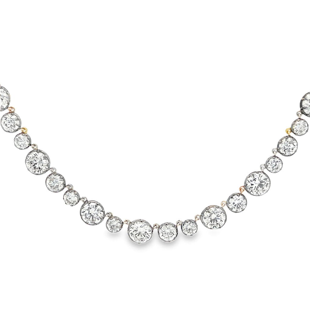 Lab-Grown Black Rhodium Georgian Set Diamond Tennis Necklace
