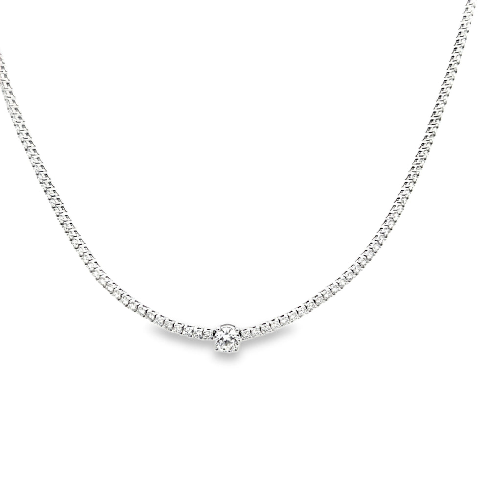 Lab-Grown Round Solitaire Diamond Tennis Necklace