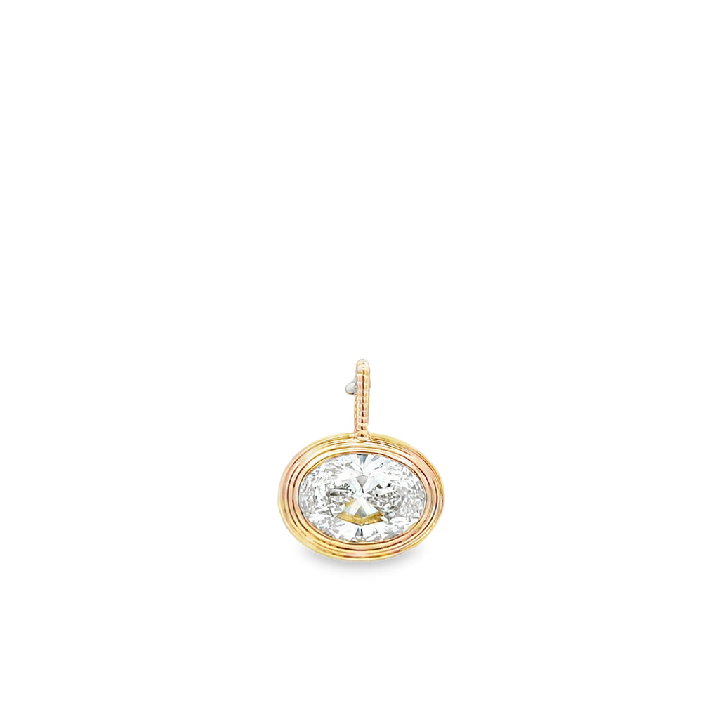 Lab-Grown Fluted Bezel Set E/W Oval Charm
