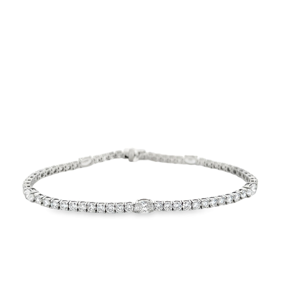 Lab-Grown Oval Accented Round Tennis Bracelet