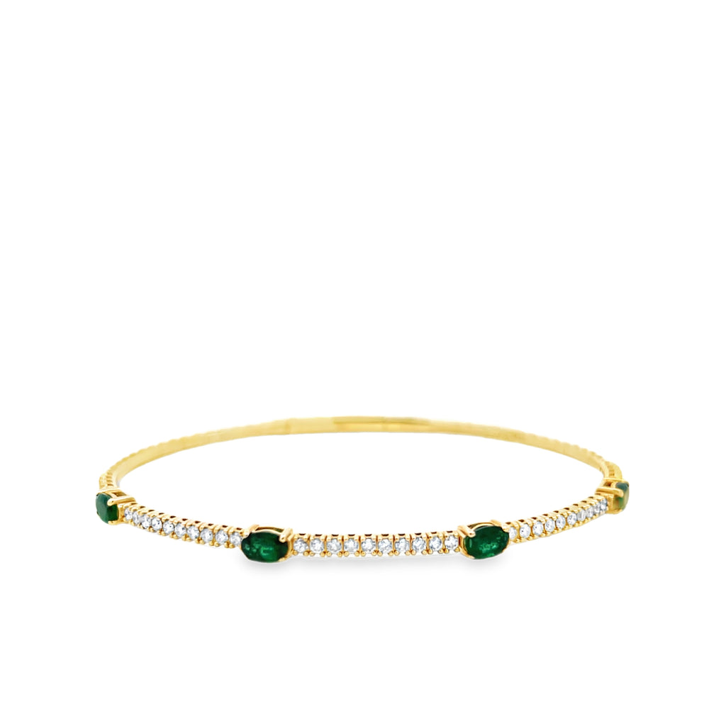 Diamond & Oval Shaped Emerald Tennis Flexi Bangle