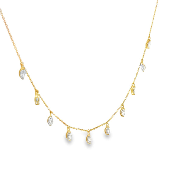 Lab-Grown Station Set Dangle Marquise Necklace