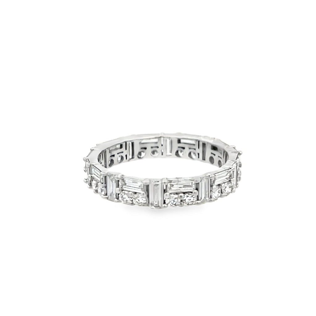 Lab-Grown Baguette & Round Cluster Eternity Band