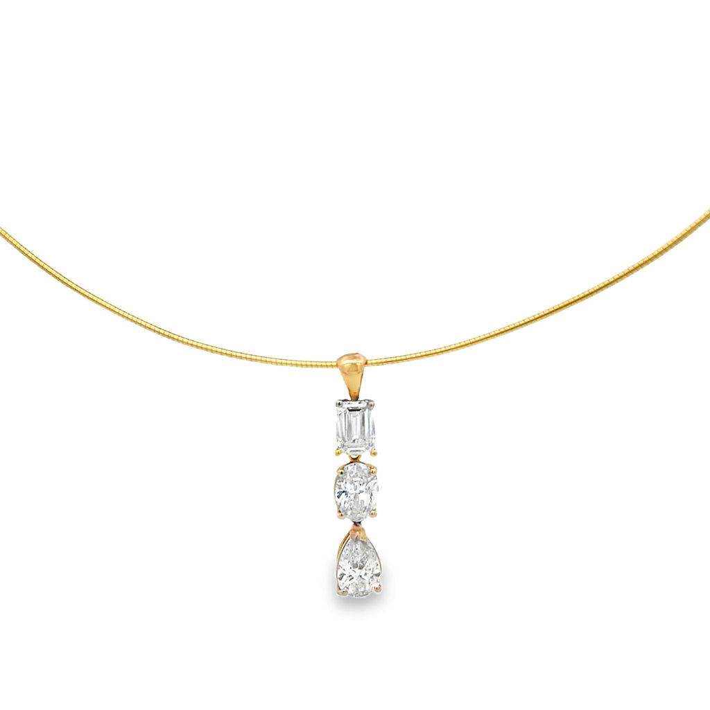 Lab-Grown Multi-Shape Pendant Omega Choker Necklace