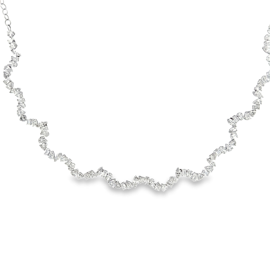 Lab-Grown Wavy Multi-Shape Adjustable Tennis Necklace