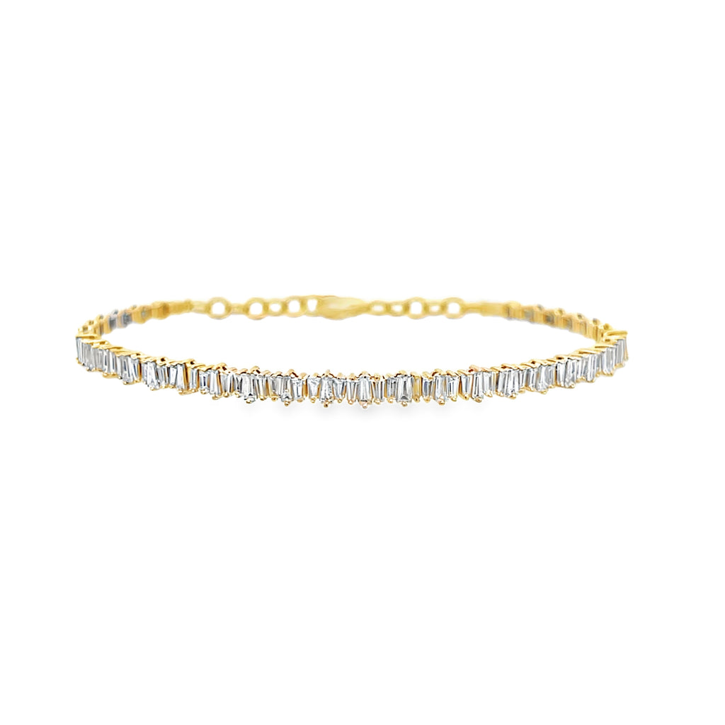 Adjustable Offset Baguette Diamond  Bangle