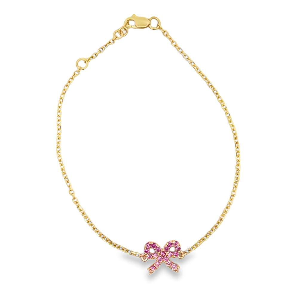 Pink Sapphire Bow Adjustable Chain Bracelet