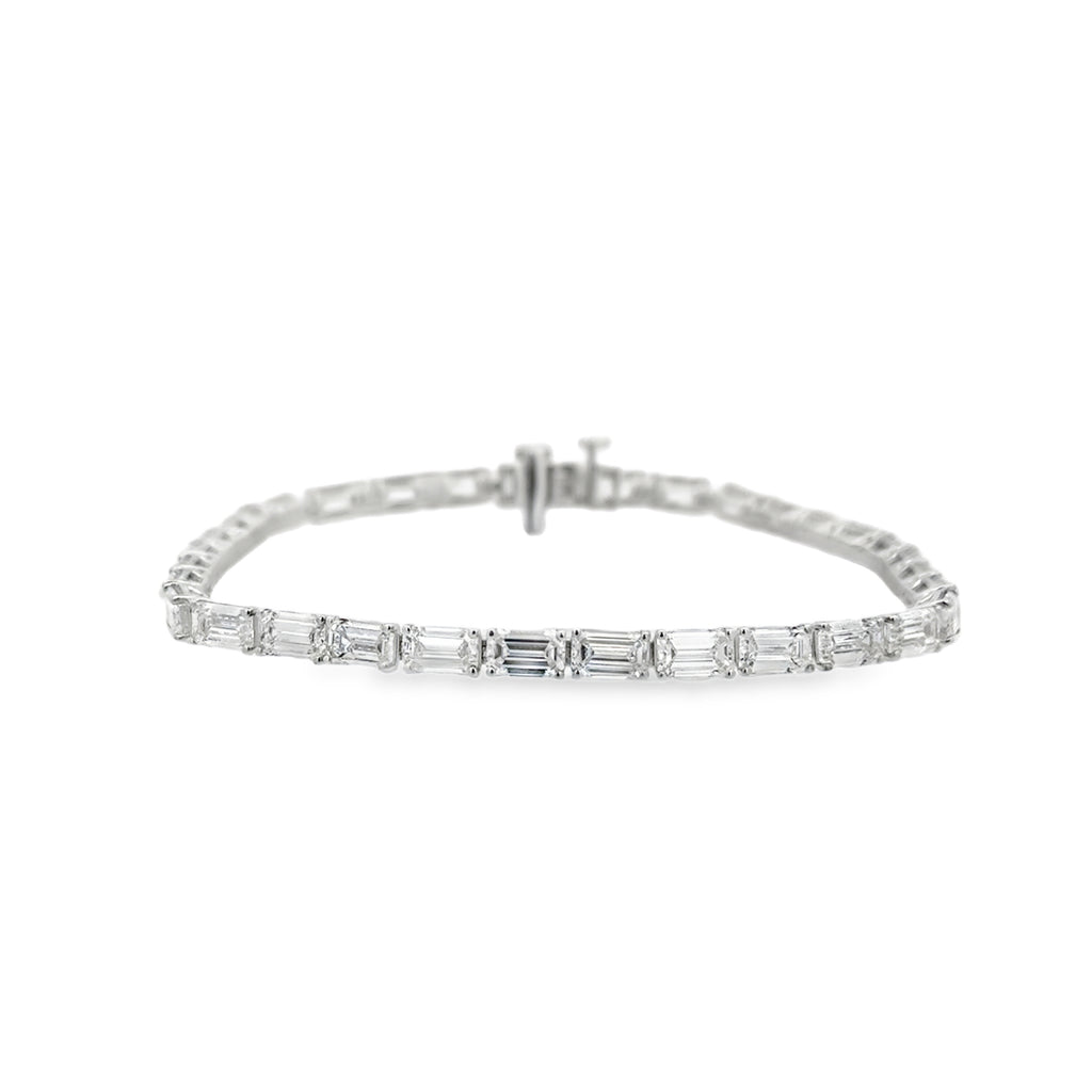 14K White Gold Lab-Grown E/W Emerald Cut Tennis Bracelet