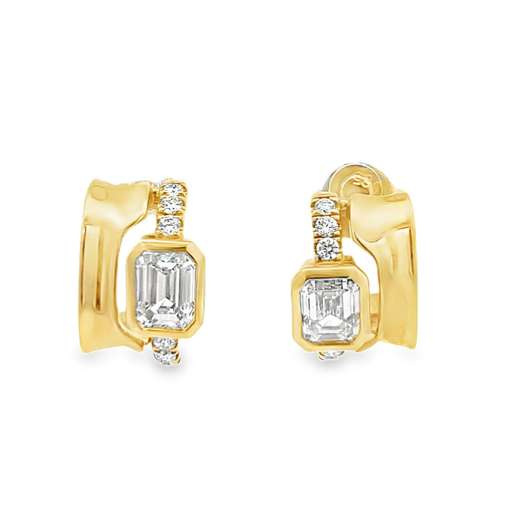 Lab-Grown Cut Out Bezel Emerald Cut Huggies
