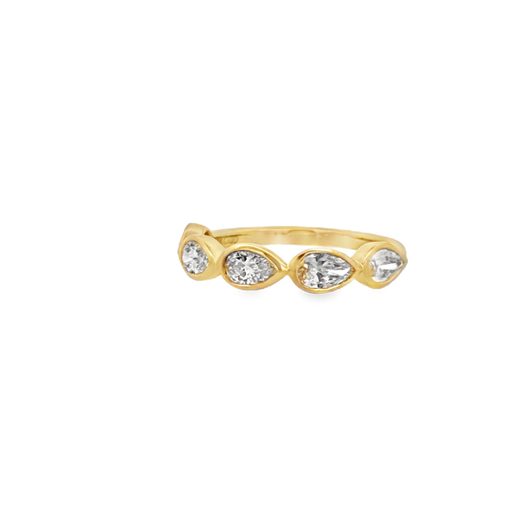 Lab-Grown E/W Bezel Pear Band