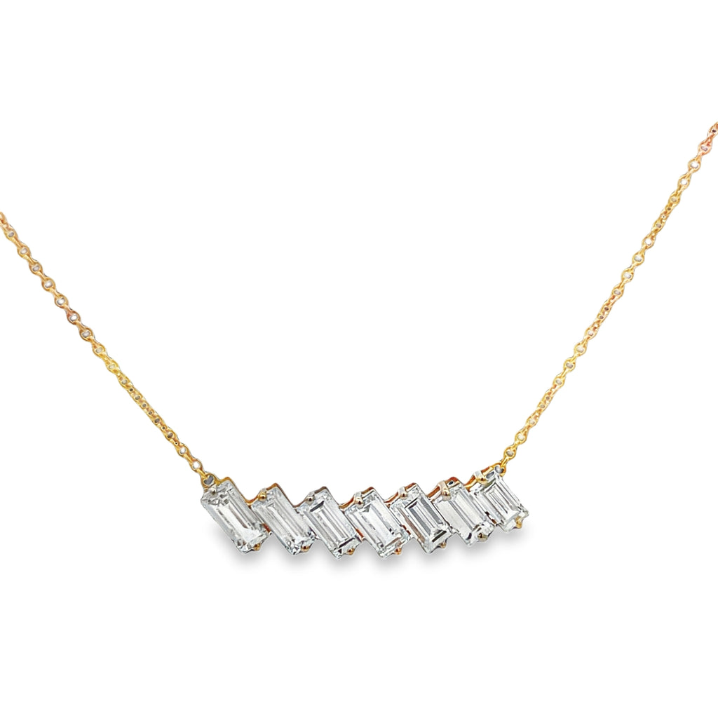 Lab-Grown Offset Baguette Necklace
