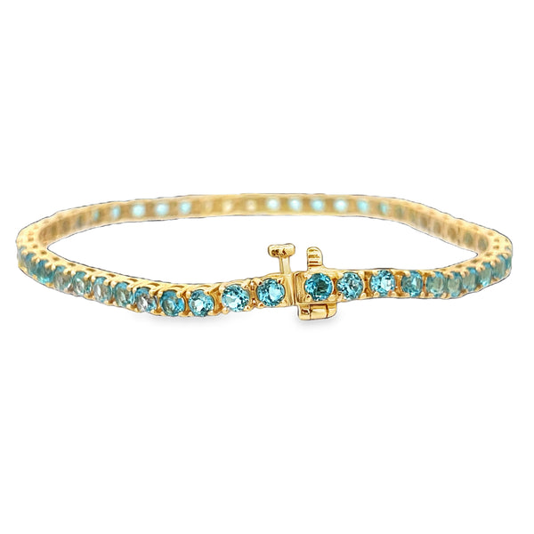 Blue Topaz & Diamond Tennis Bracelet