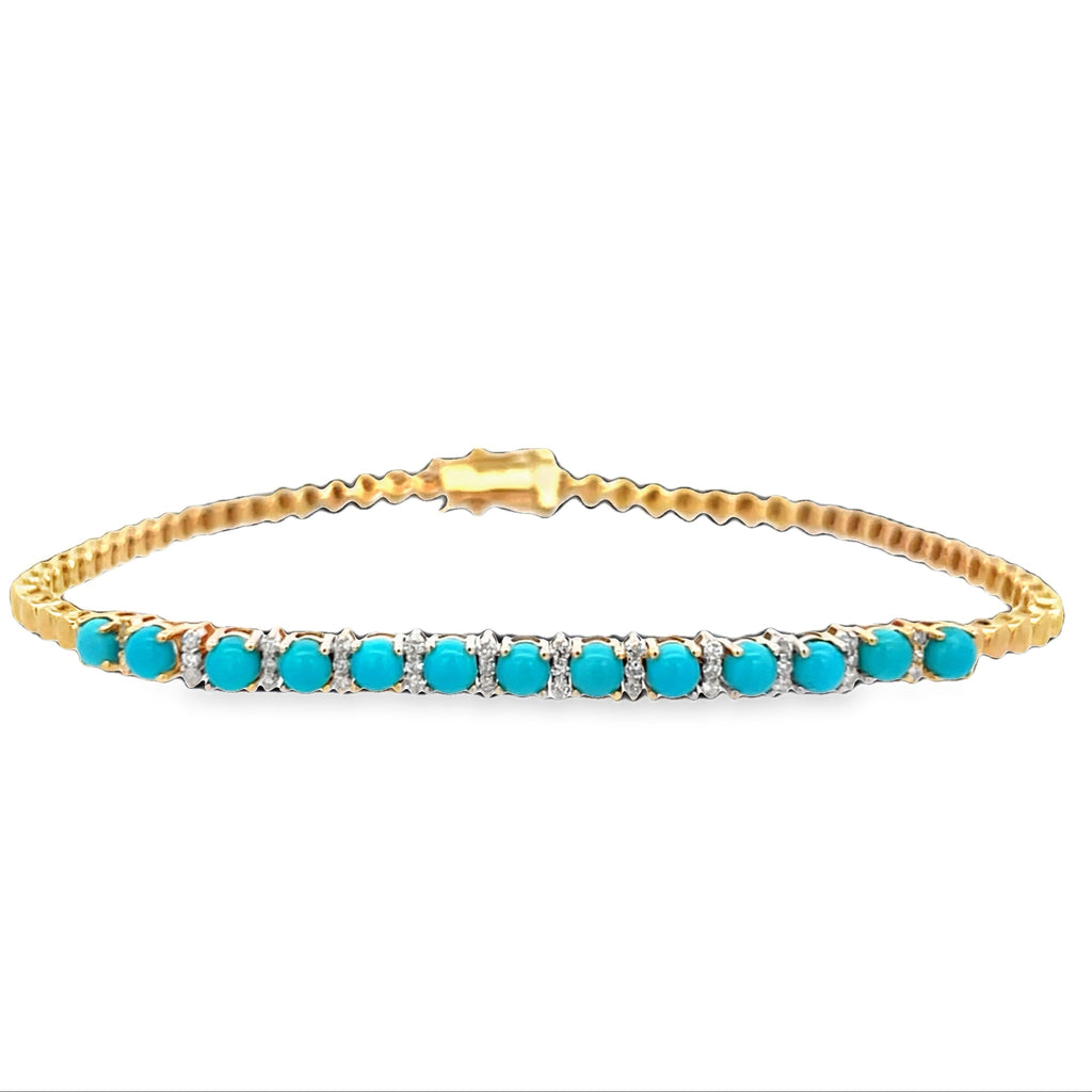 Turquoise & Diamond Bead Chain Bracelet