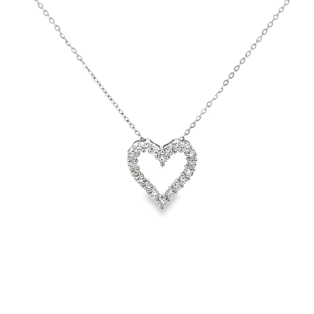 Sterling Silver- Lab-Grown Mini Open Heart Necklace