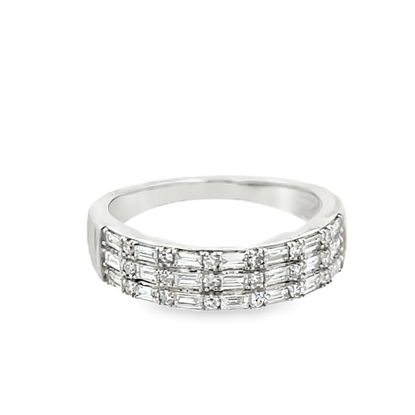 Lab-Grown Triple Row E/W Baguette & Round Band