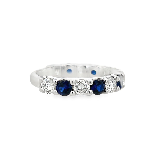 Lab-Grown Alternating Diamond & Blue Sapphire Band